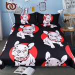 Pug DogCartoon Pet Bulldog et for Kids Bedclothes Queen Black and Red Home Textiles3D Customize Bedding Set Duvet Cover SetBedroom Set Bedlinen