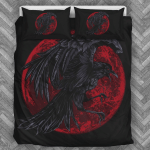 Red Moon Raven 3D Customize Bedding Set Duvet Cover SetBedroom Set Bedlinen
