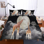 Mother & Baby Giraffes in The Moonlight 3D Customize Bedding Set Duvet Cover SetBedroom Set Bedlinen