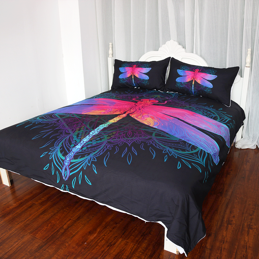 Purple Pink Dragonfly Mandala PQ 9010 PQ ART HOP 3D Customized Bedding Sets Duvet Cover Bedlinen Bed set