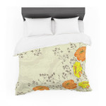 Nanditaingh "Flowers and Twigs" Tan Orange Cotton3D Customize Bedding Set Duvet Cover SetBedroom Set Bedlinen