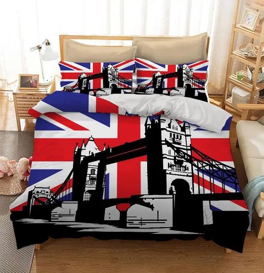 London Bridge Quilt Doona Duvet Cover Set Bedding UK British Travel City Britain 
