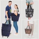 Dolly Foldable Lightweight Reusable Rolling Shopping Trolley Tote Bag with Wheels