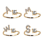 A-Z Letter Gold Color Metal Adjustable Opening Ring Initials Name Alphabet Female Creative Finger Rings Trendy Party Jewelry