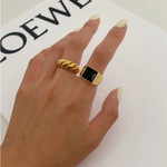Peri'sBox Gold Silver Color Twisted Croissants Rings Threads Geometric Rings for Women Minimalist Chunky Rings Vintage Jewelry