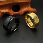 8mm brushed Naruto Konoha sign 316L Stainless Steel Ring Black finger rings for men women wholesale