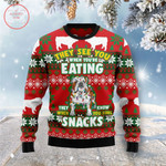Bulldog They See You When You Are Eating Snacks Ugly Christmas Sweater
