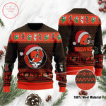 Cleveland Browns Grateful Dead Skull And Bears Ugly Christmas Sweater