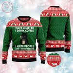 I Drink Coffee I Hate People Black Cat Ugly Christmas Sweater