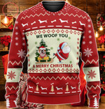 Red Bulldog We Woof You A Merry Christmas Ugly Sweater