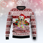 Golden Retriever Through The Snow Christmas Wool Sweater - Diosweater