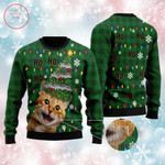 Ho Ho Ho Cat Pine Tree Ugly Christmas Sweater - Diosweater