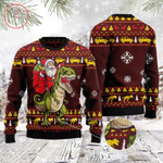Santa on T-rex Christmas Ugly Sweater - Diosweater