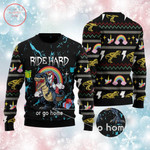 Ride Hard Or Go Home Trex Unicorn Ugly Christmas Sweater - Diosweater