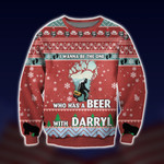 Who Has A Beer With Darryl Ugly Christmas Sweater