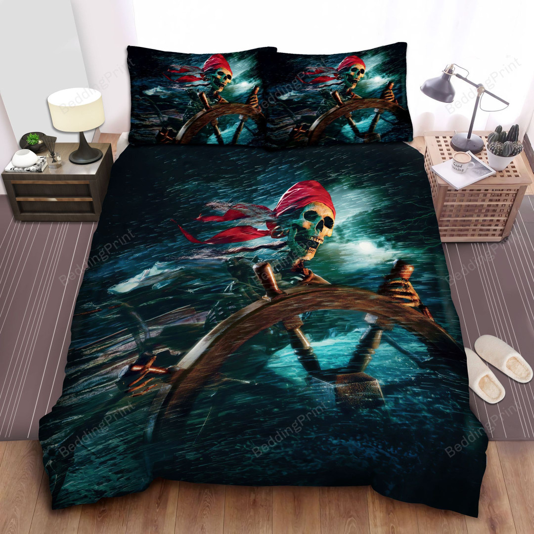 Pirate Skeleton captain Printed Comforter-cover Bedding set polyster fiber Soft 