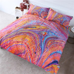 Colourful Swirl Marble Cotton Bed Sheets Spread Comforter Duvet Cover Bedding Sets