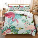 Flamingo Tropical Leaf Flower Bed Sheets Spread Comforter Duvet Cover Bedding Sets