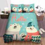 The Christmas Art, Hello From Polar Bear Bed Sheets Spread Duvet Cover Bedding Sets
