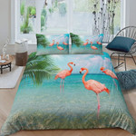 3D Pink Flamingo At The Beach  Bed Sheets Spread Comforter Duvet Cover Bedding Sets
