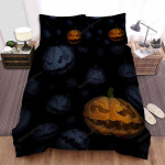 Halloween Jack-O-Lantern Among Colorless Bed Sheets Spread Duvet Cover Bedding Sets