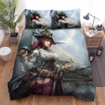 Hot Pirate Captain & Her Compass Artwork Bed Sheets Spread Duvet Cover Bedding Sets