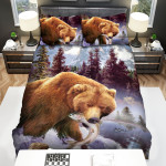 The Wild Animal - The Bear Caught A Fish Bed Sheets Spread Duvet Cover Bedding Sets