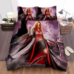 Halloween Vampire Lady In The Graveyard Bed Sheets Spread Duvet Cover Bedding Sets