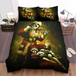 Christmas Art, Creepy Santa With Red Nose Bed Sheets Spread Duvet Cover Bedding Sets