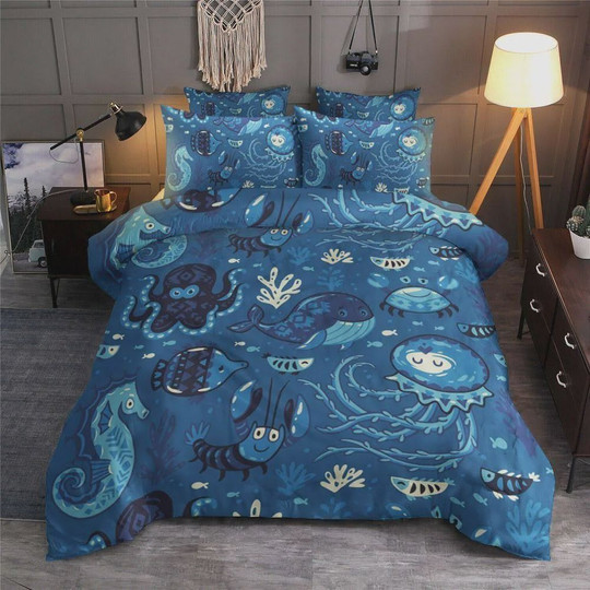 Cotton Bed Sheets Spread Comforter, Dark Blue Pattern Duvet Cover