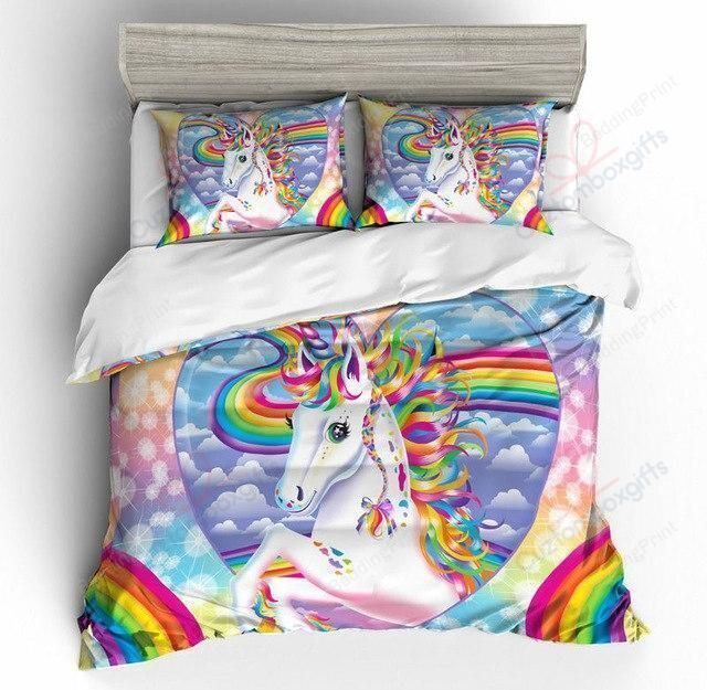 Unicorn Queen Rainbow Bedding Set, Rainbow Bedding Set Queen