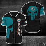 Miami Dolphins Skull All Over Print Baseball Jersey For Fans