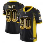 Steelers #90 T. J. Watt Black Team Color V-neck Short-sleeve Jersey For Fans
