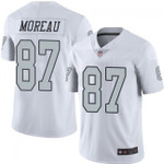 Raiders #87 Foster Moreau White Team Color V-neck Short-sleeve Jersey For Fans
