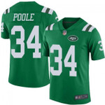 Jets #34 Brian Poole Green Team Color V-neck Short-sleeve Jersey For Fans
