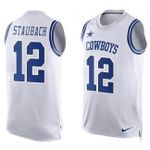 Cowboys #12 Roger Staubach White Team Color Tanktop Jersey For Fans