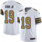 Saints #19 Ted Ginn Jr White Team Color V-neck Short-sleeve Jersey For Fans