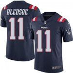 Patriots #11 Drew Bledsoe Navy Blue Team Color V-neck Short-sleeve Jersey For Fans