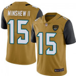 Jaguars #15 Gardner Minshew II Gold Team Color V-neck Short-sleeve Jersey For Fans