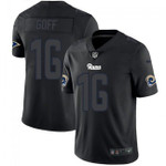 Rams #16 Jared Goff Black Team Color V-neck Short-sleeve Jersey For Fans