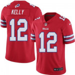 Buffalo Bills #12 Jim Kelly Red Team Color V-neck Short-sleeve Jersey For Fans