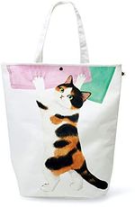 Tote Bag with the cute cat print, shopping and laundry carry bag, heavy canvas material