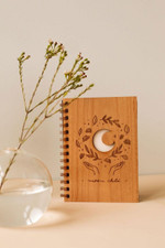 Moon Child Wood Journal Notebook Blank Pages Classic Style