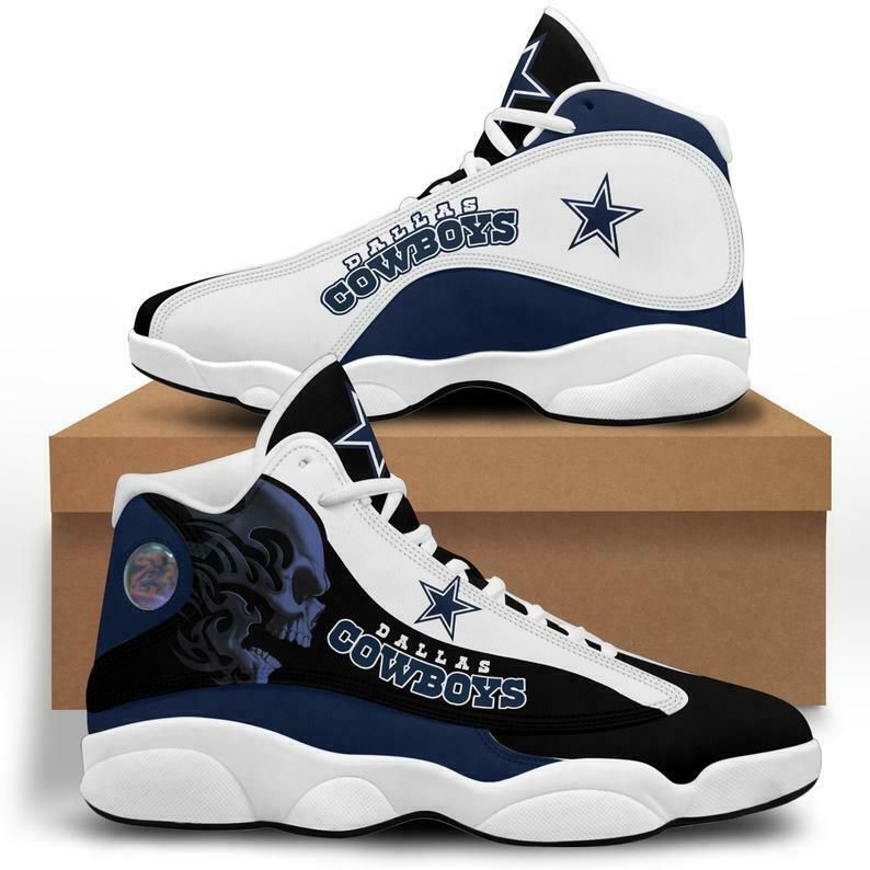 Dallas cowboys nfl team skull head  air jordan 13 shoes sneaker-  gift shoes for fan like sneaker - shoes sport for fan like sport - men-14
