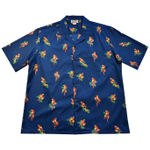 Tropical Parrots Pattern Navy Hawaiian Shirt
