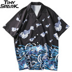 Harajuku Japanese Ukiyoe Shirt Streetwear Fish Print Hawaiian Shirt