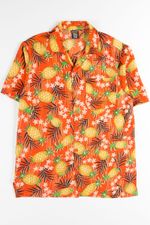 Orange Pineapple Floral Hawaiian Shirt