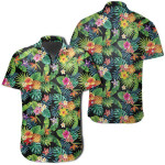 Tropical Pattern With Pineapples, Palm Leaves And Flowers Hawaiian Shirt
