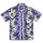Hawaiian Shirt � White Ginger Garden Purple