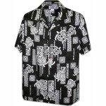 Island Honu Black Hawaiian Shirt
